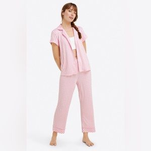 Draper James, Linda PJ Set in Light Pink Gingham Size XL. Like new condition.